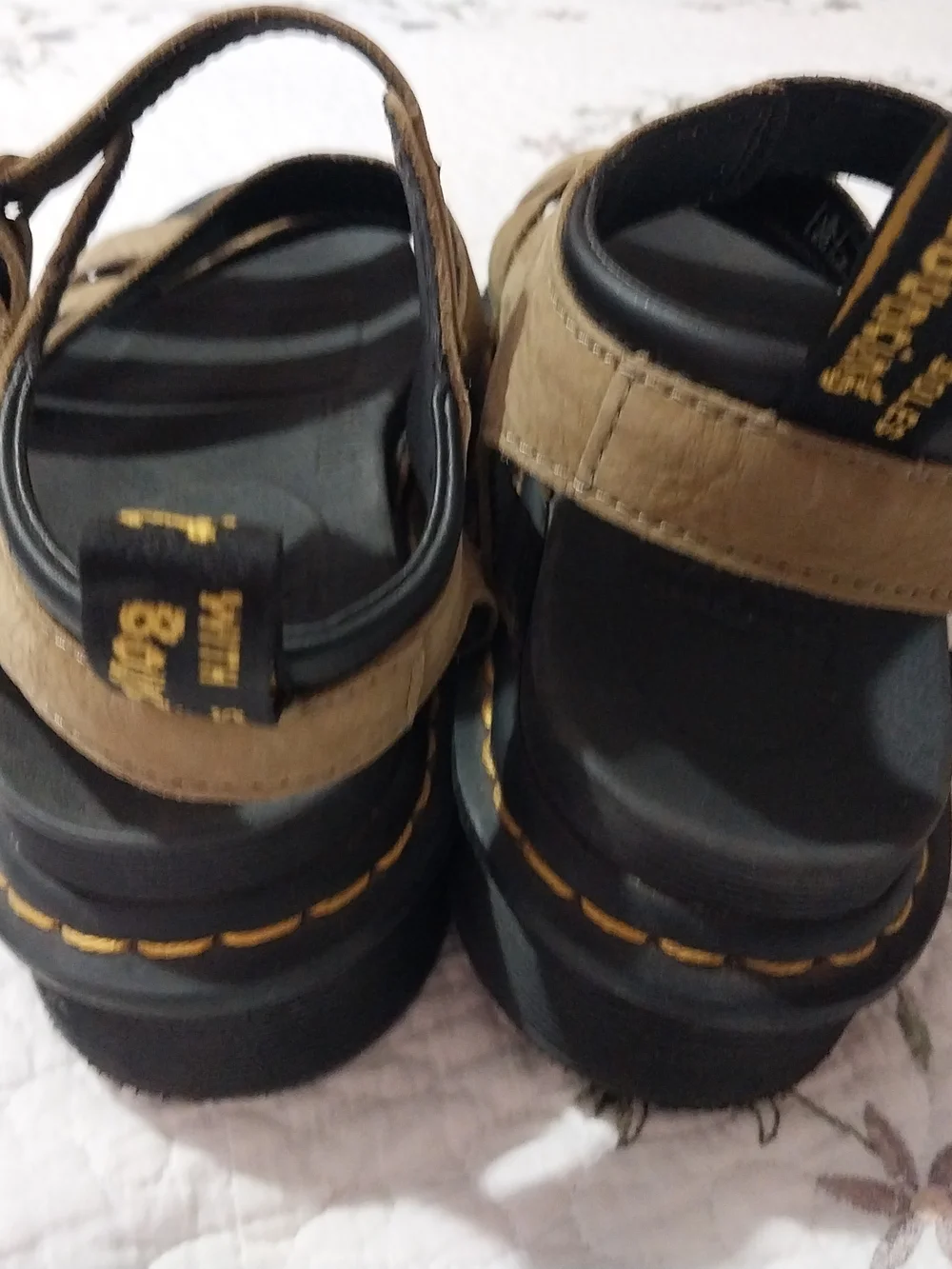 Dr. Martens Women's Blaire Brown Nubuk Leather  Triple-Strap Platform Sandal S8